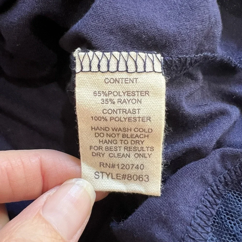 Mystree Women's Navy‎ Tulle Hem Slip Dress Size Large Balletcore Fairy